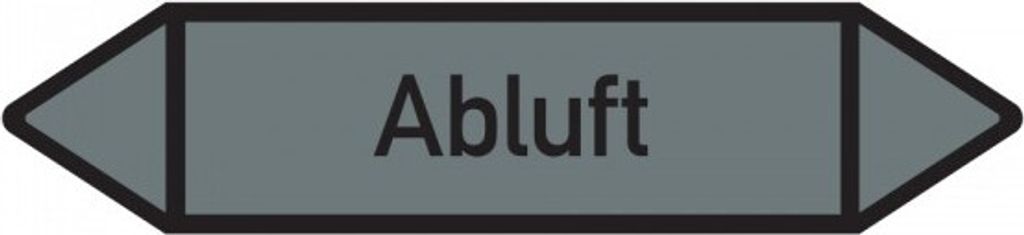 Dreifke Aufkleber I RKZ-Etikett Abluft, DIN 2403, grau/schwarz, ab Ø 90mm, 4...
