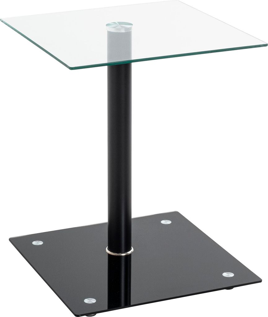 HAKU Beistelltisch schwarz - Metall, Sicherheitsglas 5 mm, Sicherheitsglas 6 mm, B/H/T: 40x52x40 cm
