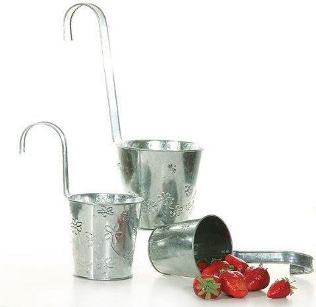4 Stück Hängetöpfe Blumentopf 11 cm Zink Übertopf Topf Produktbild 