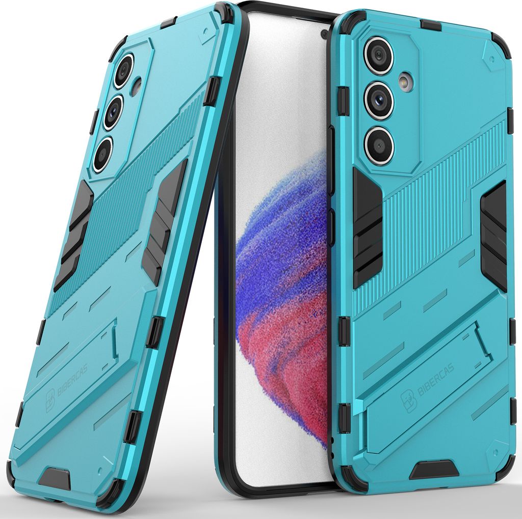 Armor Hülle für Samsung Galaxy A54, Hybrid PC TPU Bumper Stoßfestes Schutzhülle mit Standfunktion Blau