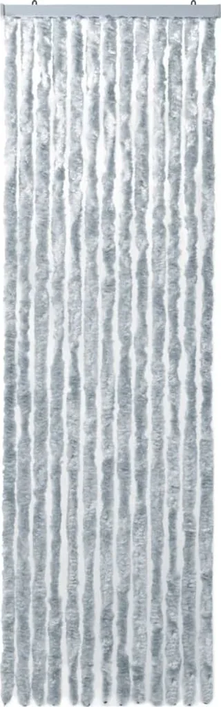 Rideau moustiquaire pour terrasse 118x220 cm chenille blanc gris