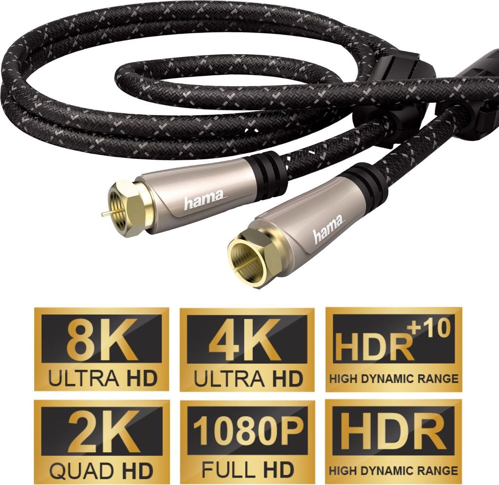 Hama 3m Sat-Kabel 120dB 8K 4K HD TV Antennen-Kabel F-Stecker Koaxial Koax-Kabel