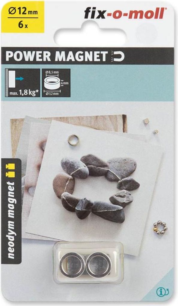 fix-o-moll Neodym Magnete Ringe 12mm silber
