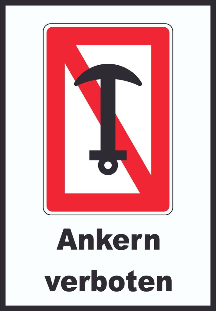 Ankern verboten Schild A5 Rückseite selbstklebend