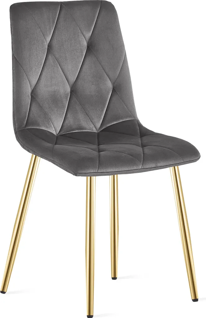 Chaise Leobert Libra Velours Gris Foncé et Pieds Dorés 45x54x86,5 cm