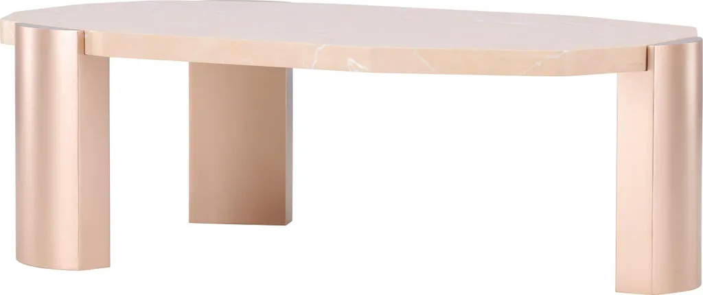 Table basse de salon Kres rose et or idéale pour un coin café cosy