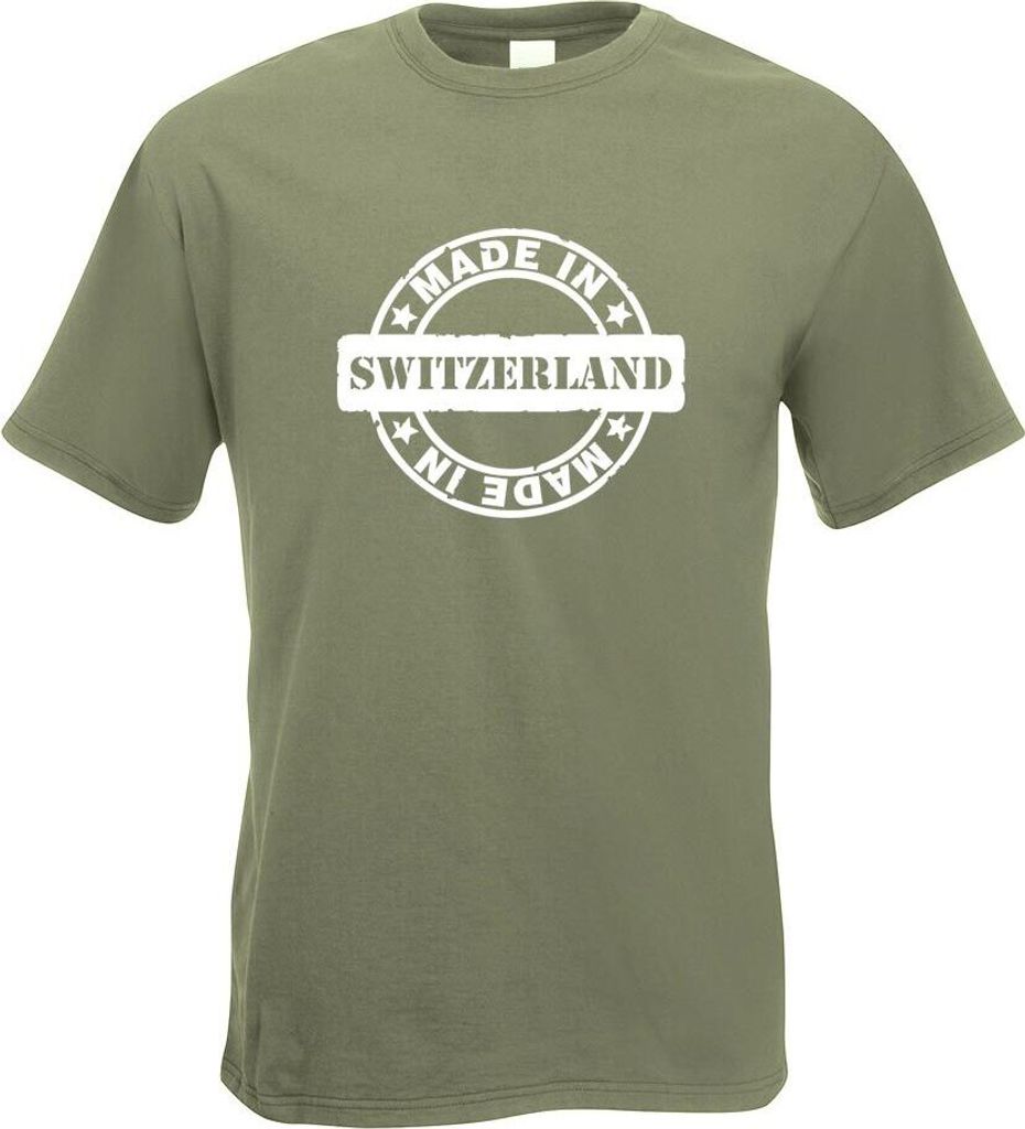 Kiwistar - T-Shirt - Olive - Switzerland Motiv Bedruckt Funshirt Design Print - mit Motiv Bedruckt - Funshirt Design - Sport - Freizeit - Herren - M