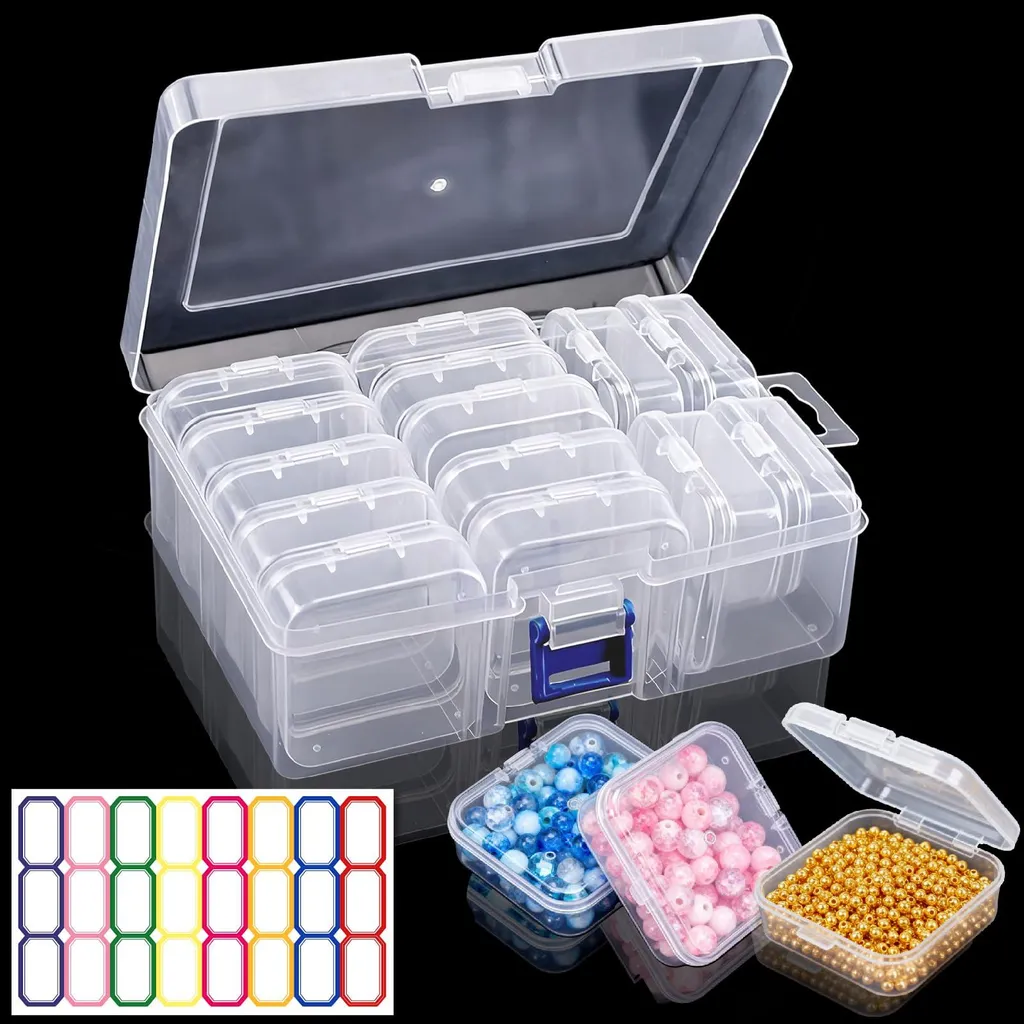 Mini boîte de tri transparente avec couvercle pour petites fournitures