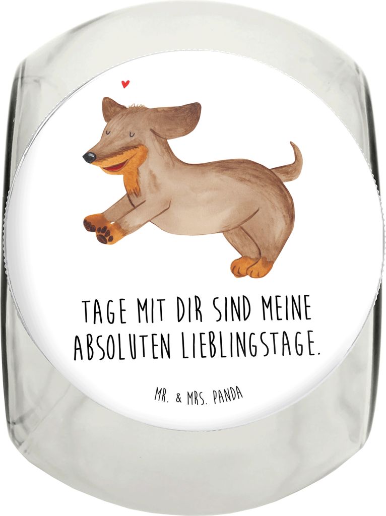 Mr. & Mrs. Panda Dose Hund Dackel L 870ml - Weiß - Geschenk, Dekoglas, Sprüche, Keksdose, Bonbonglas, Aufbewahrungsdose, glasbehälter, Dachshund...