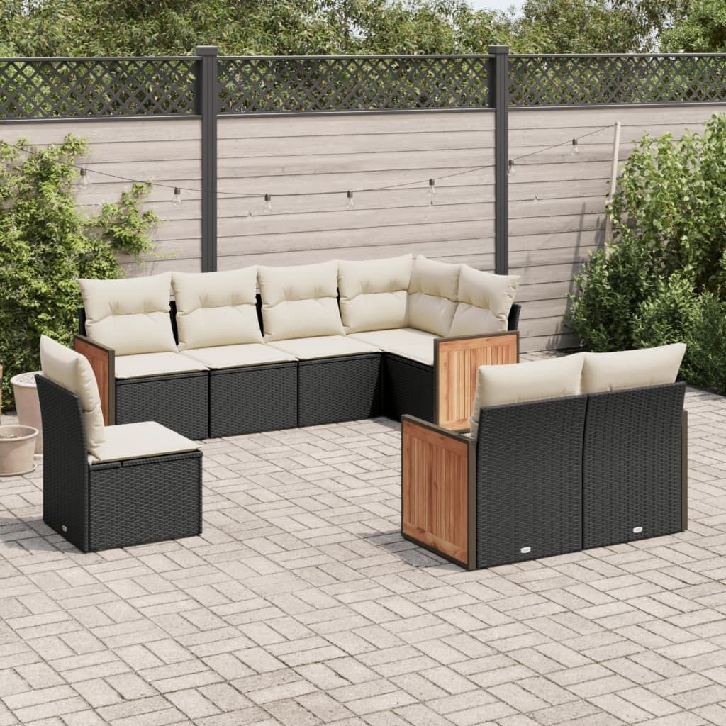 Maison Exclusive - 8-tlg. Garten-Sofagarnitur mit Kissen Schwarz Poly Rattan