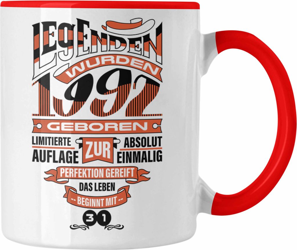 TRENDATION 30. Geburtstag Tasse Frau Mann Geschenk 30er Geschenkidee 30 Mutter Vater (Rot)