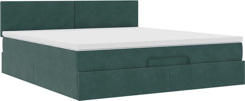 Ottoman-Bett mit Matratze Dunkelgrün 180x200 cm Samt