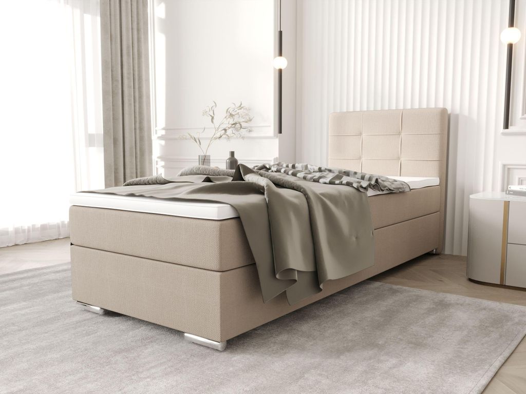 BEDANTE Boxbett ZILANO 1 80x200 Cosmic 10 Rechts Öffnung Bett Bettkasten Einzellbett Hotelbett Topper Matratze Schlafzimmer Stauraum