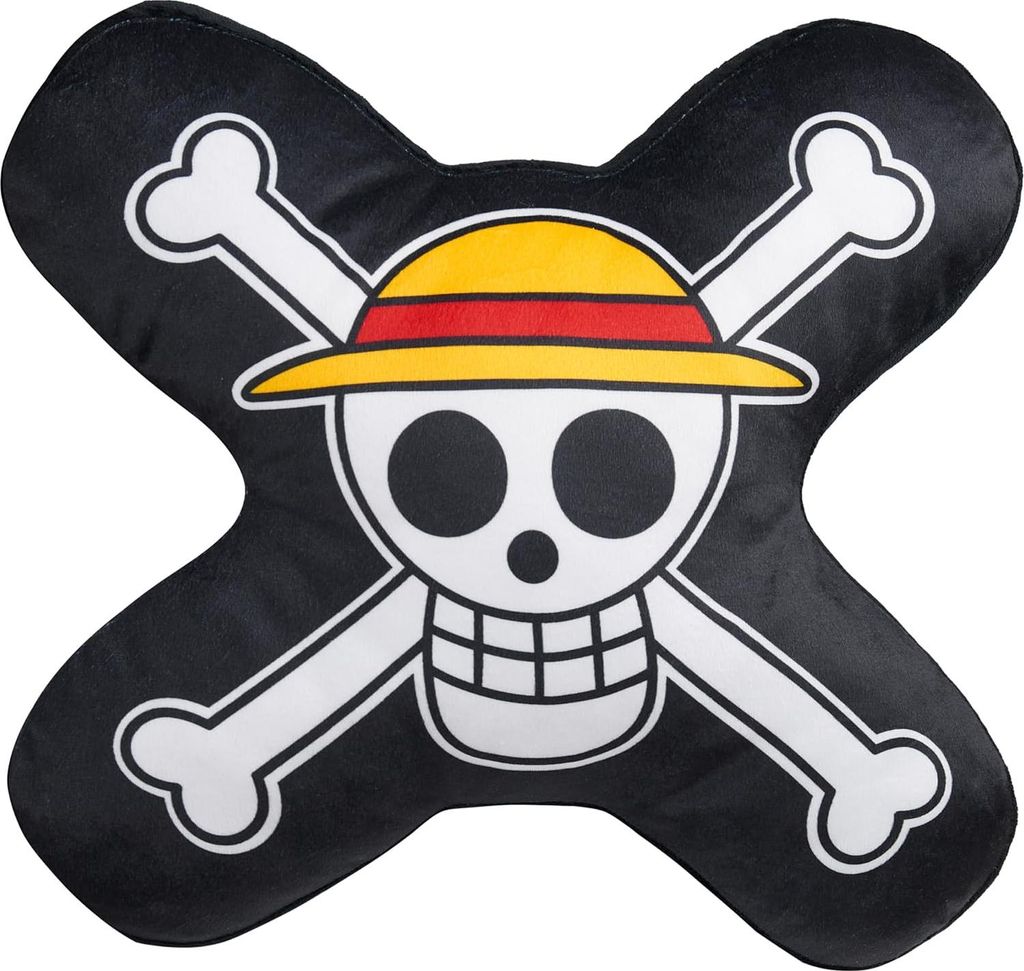 One Piece Zierkissen mit Füllung und Bezug, 3D Anime Kinderzimmer Kissen 37 x 34,5 9,5 cm - Merch für Kinder