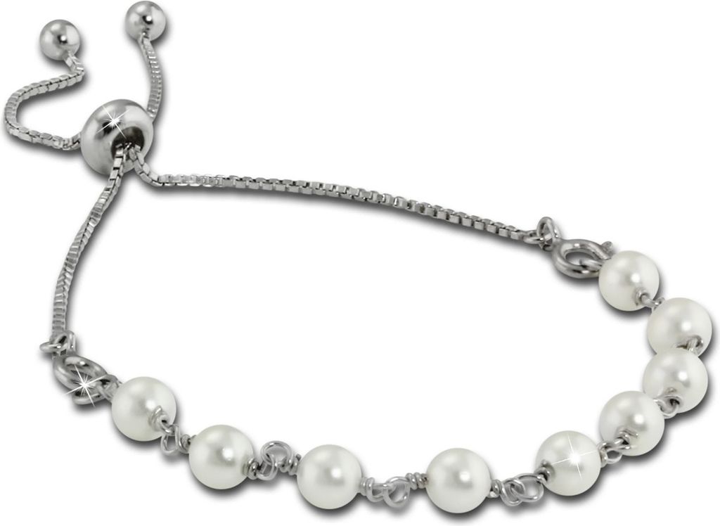 Armäleon Armbänder weiße Perlen Armschmuck 925 Sterling Silber Damen ARS011W