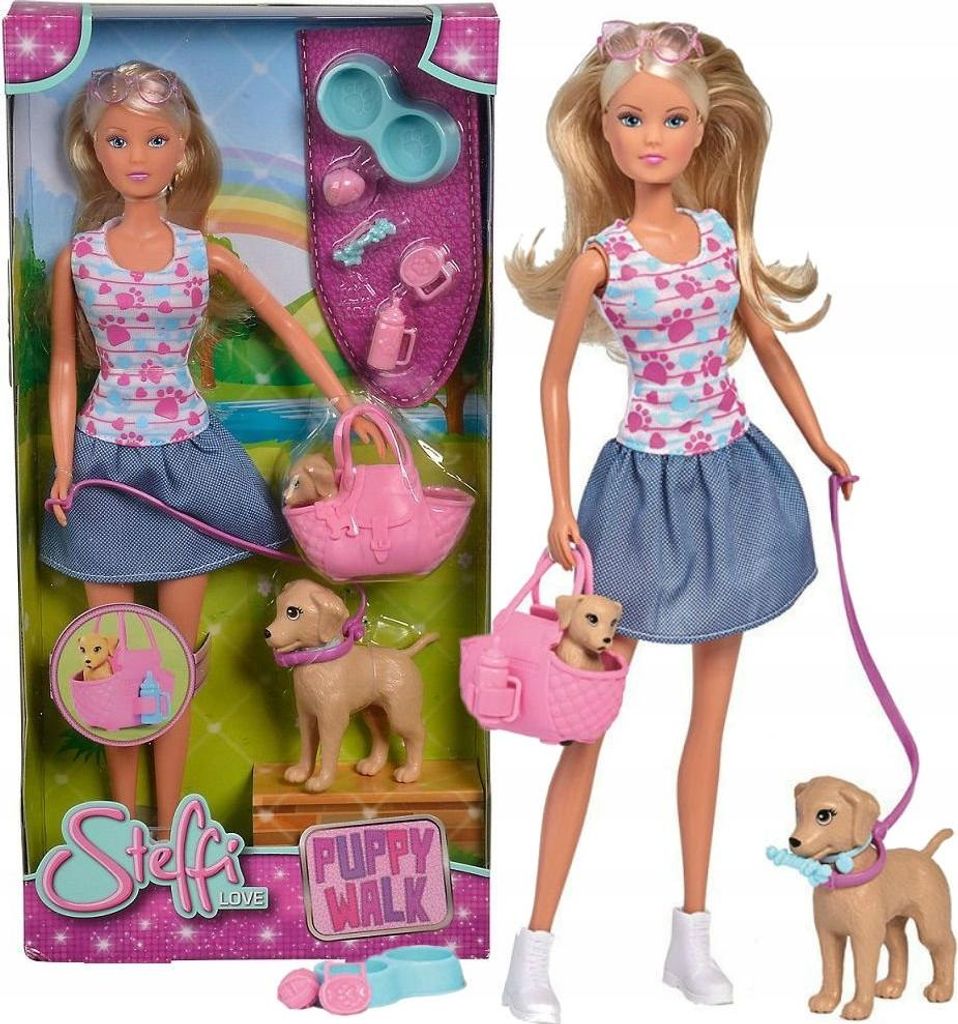 Simba Steffi Puppe beim Gassigehen mit den Hunden Produktbild 