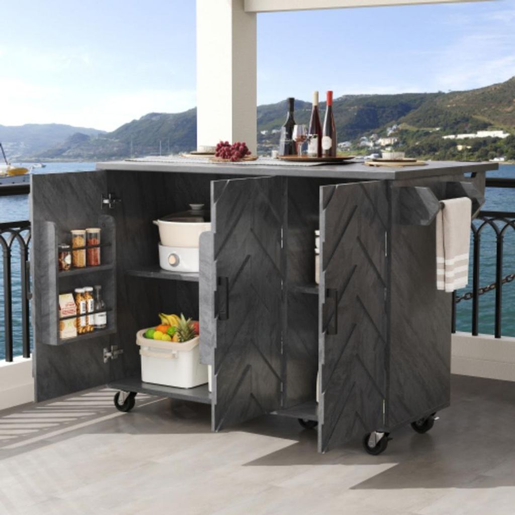 Kücheninsel, Buffetschrank,Servicewagen, mobile Kücheninsel, ausziehbarer Küchenwagen mit Rädern 118*45(75)*92cm