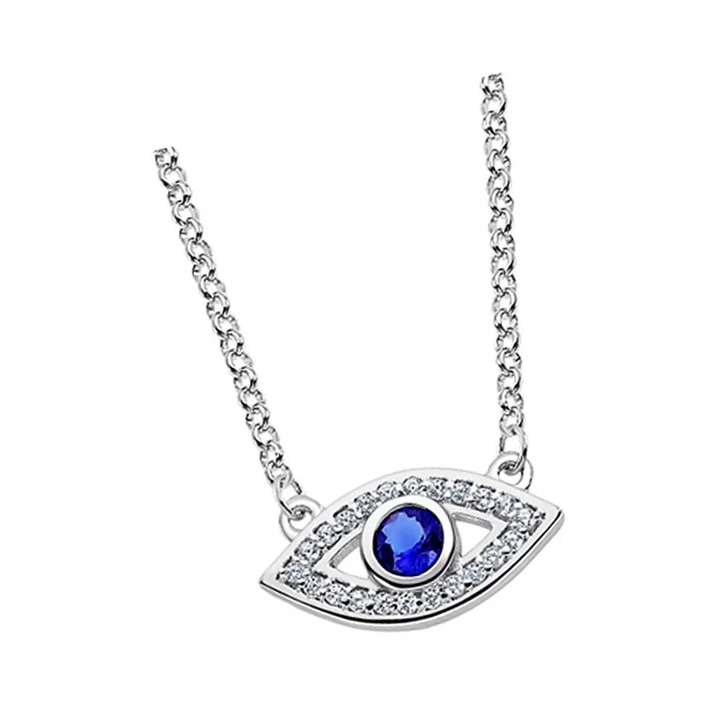 Collier Femme en Argent avec Pendentif Œil d'Horus et Zirconia Lotus
