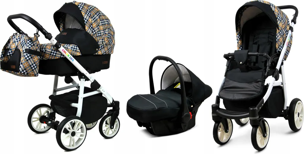 Fini l'encombrement : Poussette Trio BabyLux Color Lux Chat 3-en-1 Or