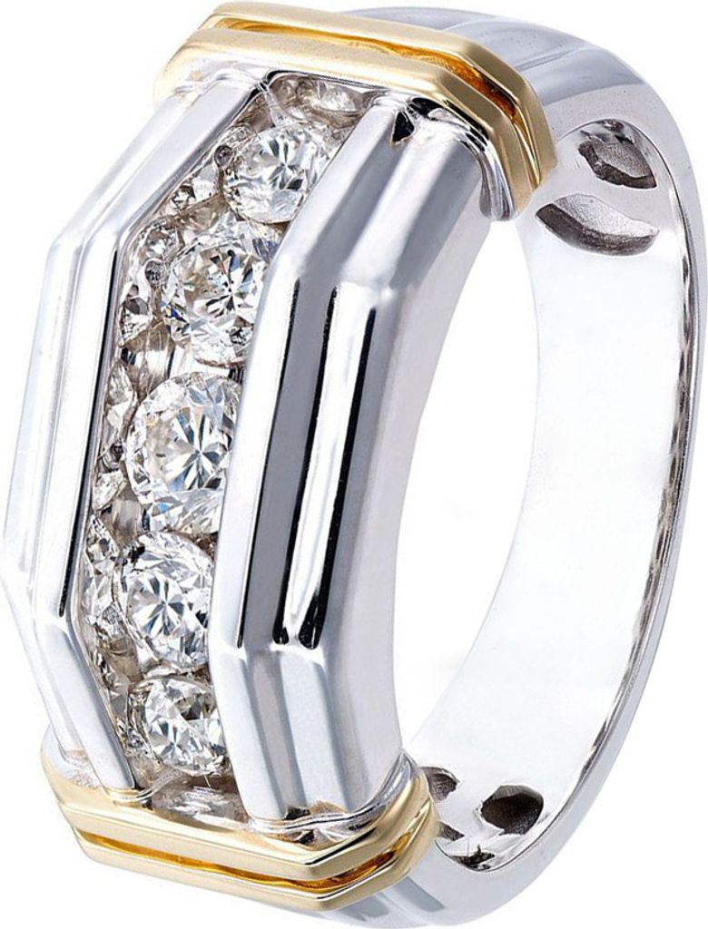 Mode Männer Strass Intarsien Zwei-Ton Finger Ring Hochzeit Party Schmuck Geschenk-US 7