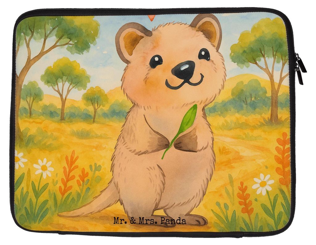 Mr. & Mrs. Panda Hülle Laptop Quokka Happy Design 27 x 36 cm - Weiß - Geschenk, Verschieben, Lustiger Spruch, Niedliches Tier, Laptoptasche, Lust...