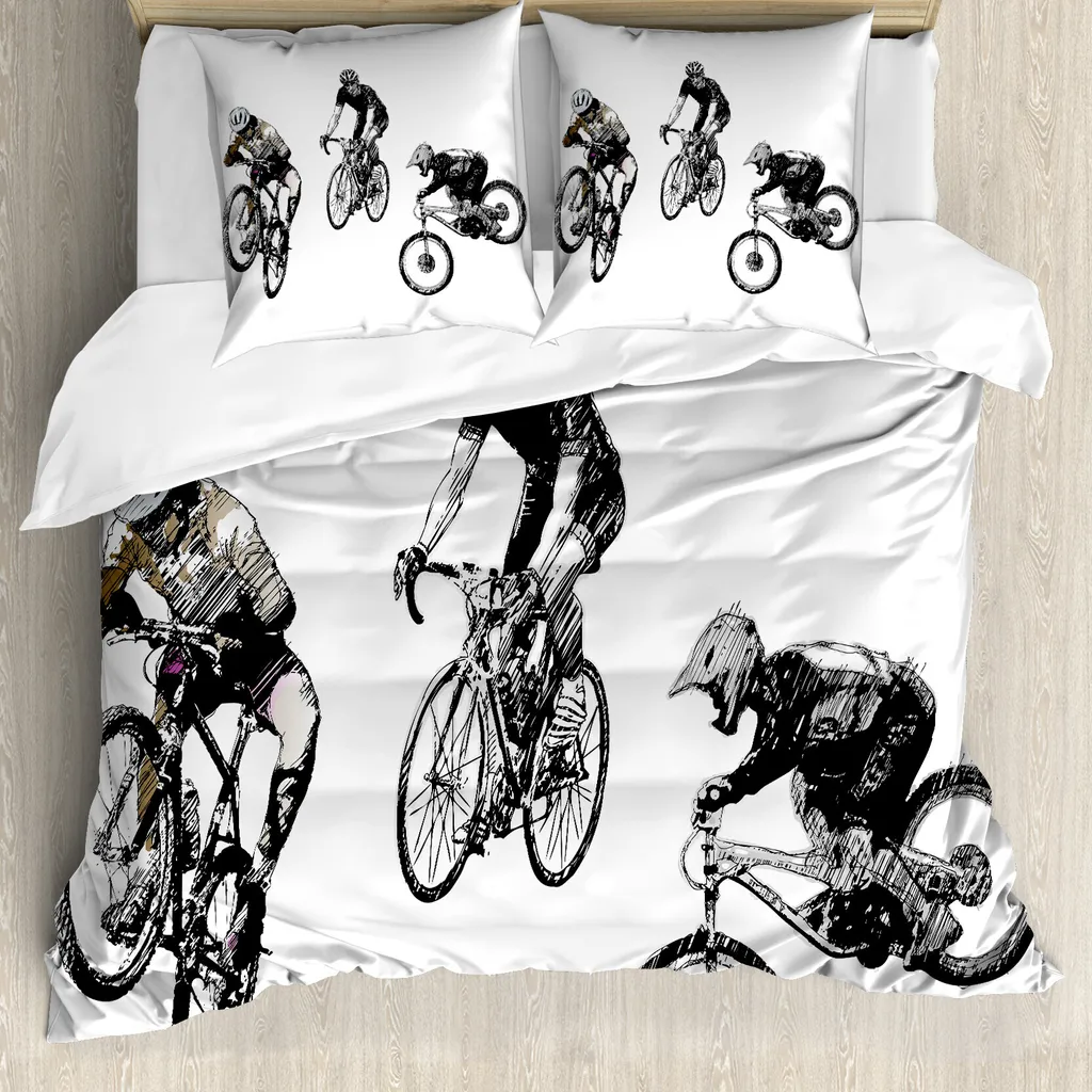 Copripiumino 155x220 Sketch Ciclista - Idea Regalo Originale