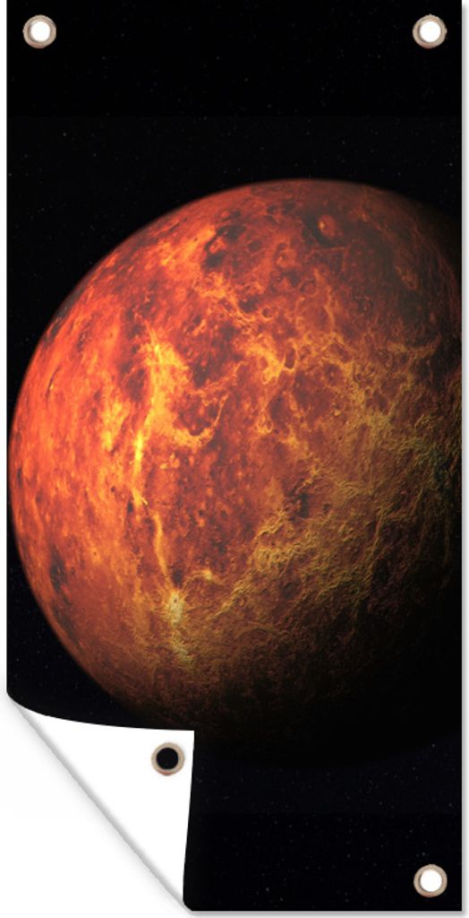 MuchoWow 30x60 cm Outdoor-Poster Gartendeko Sichtschutz Garten Poster für den Garten Der rote Planet Mars vor einem schwarzen Hintergrund