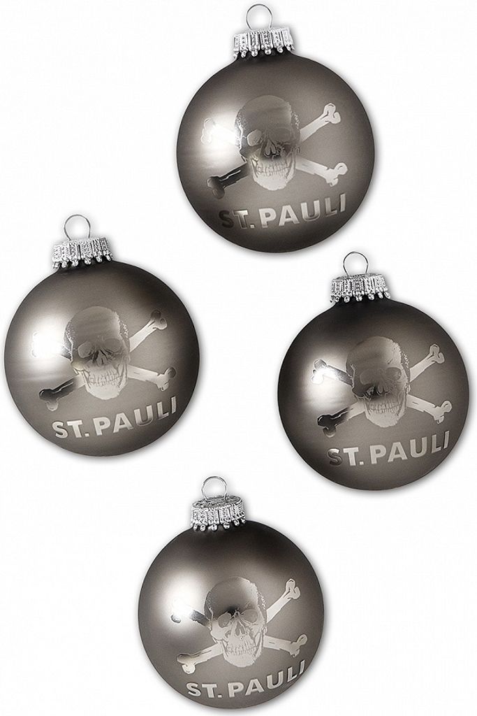 FC St. Pauli - Christbaumkugeln Totenkopf - grau Produktbild 