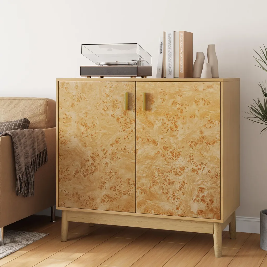 Buffet bois massif avec étagères modulables et pieds robustes - Rustik