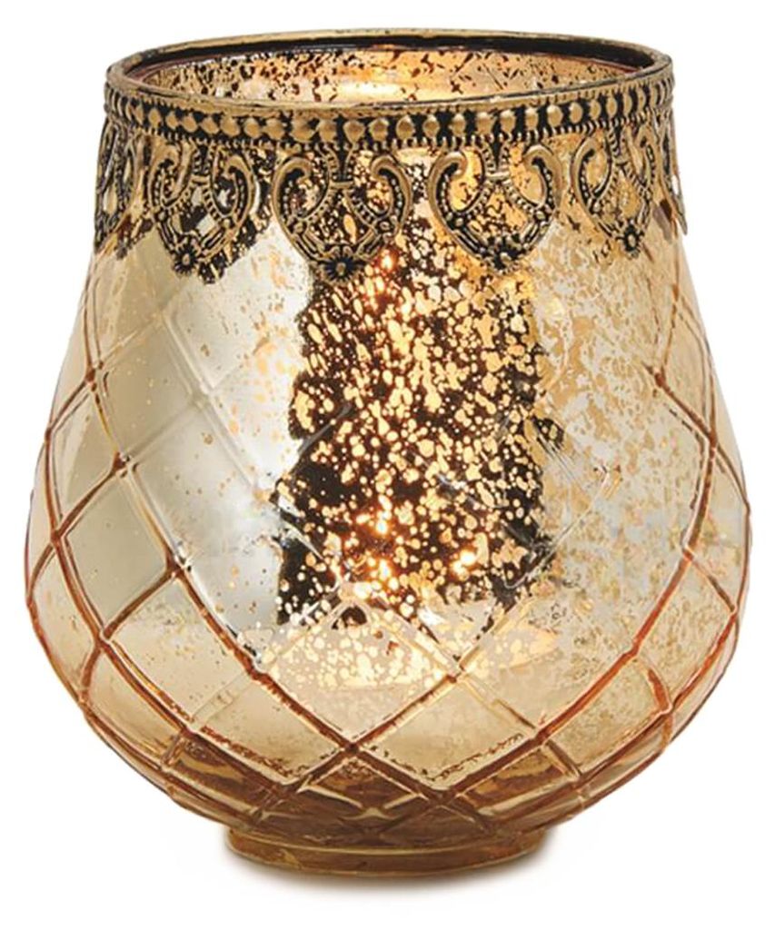 Vintage Kerzenglas Laterne als Outdoor Windlicht gold in 14 Produktbild 