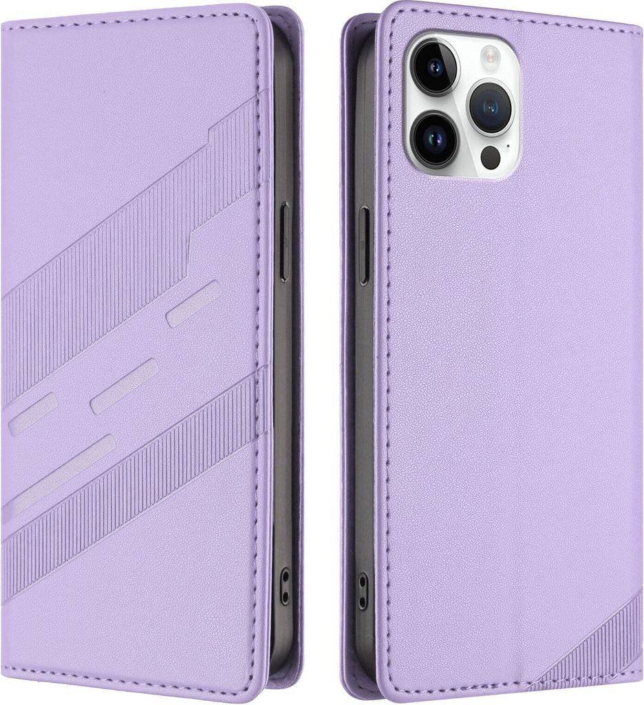 Hülle für iPhone 12 Pro Max, Kunstleder Brieftaschen Handyhülle mit Kartenfach und Standfunktion Violett