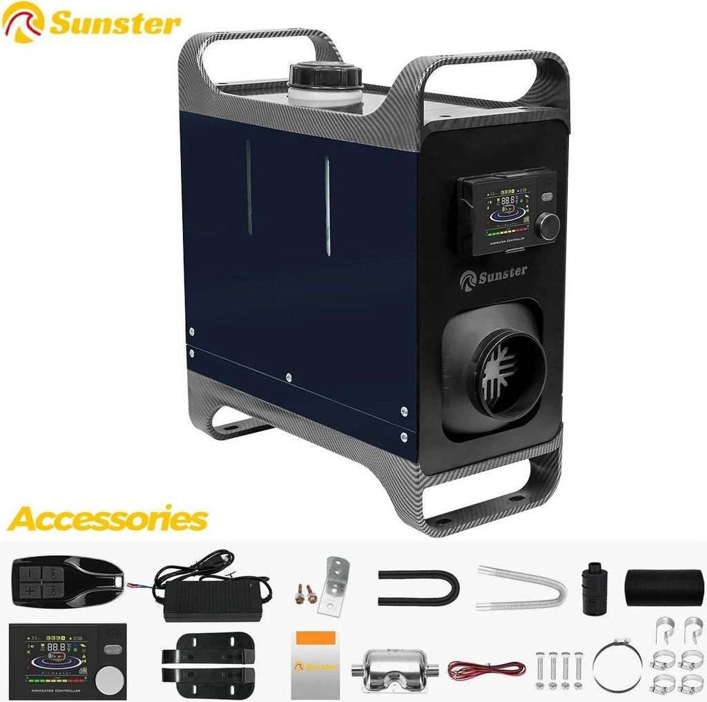 Diesel Standheizung Luftheizung - A2105L - 8 kW - 12/24 V DC & 110–240 V AC - Bluetooth, LCD & Fernbedienung - 5 l Tank - 35 dB leise - Weiß