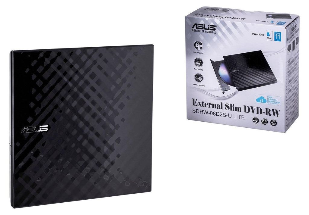 Zewnętrzna nagrywarka DVD Asus SDRW-08D2S-U LITE - 1 x Zdjęcie produktu 