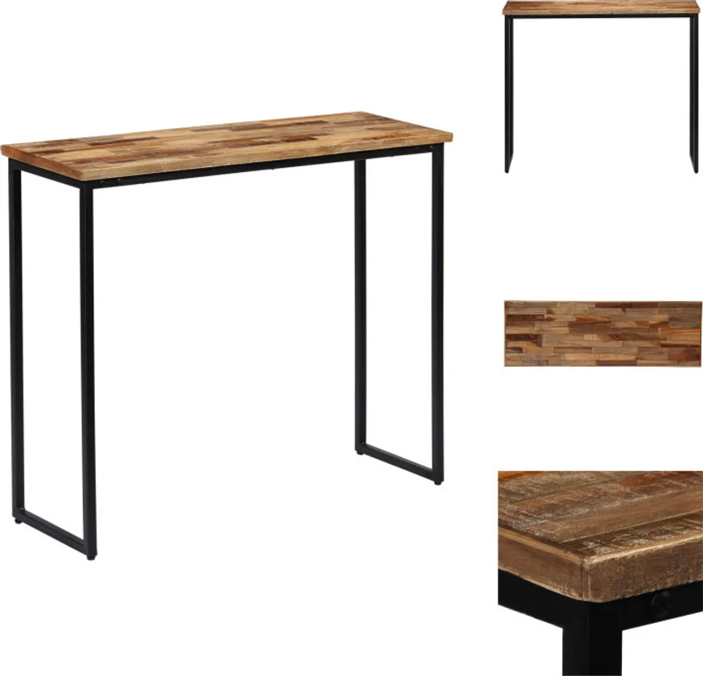 Table console étroite 90x30cm en bois de teck pour décorer un couloir