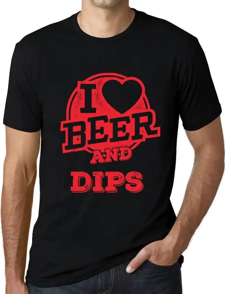 Herren Grafik T-Shirt Ich liebe Bier und Dips – I Love Beer And Dips – Öko-Verantwortlich Vintage Jahrgang Kurzarm Lustige Druck Geburtstag Ge...