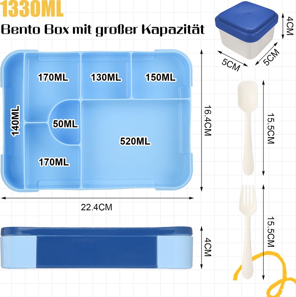 Krabička na oběd, 1330ml nepropustný bento box, krabička na Obrázek produktu 8