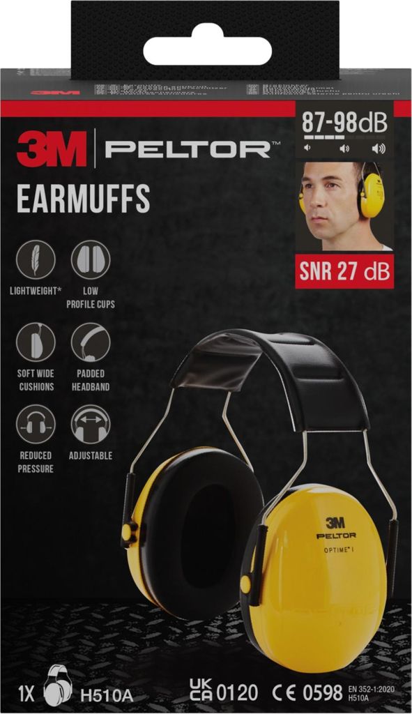 3M PELTOR Optime Kapselgehörschutz - SNR-Wert 27 dB - Anti-Lärm-Kopfhörer - Gelb
