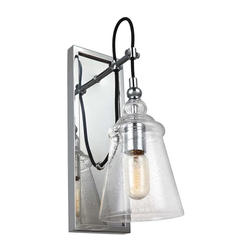 Applique Loras 1xE27 60W Quintiesse en chrome avec abat-jour en verre