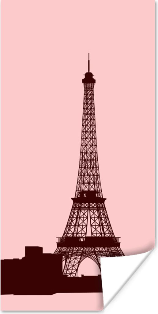 MuchoWow Poster Eine Illustration des Eiffelturms in Rosa 60x120 cm - Wandschmuck