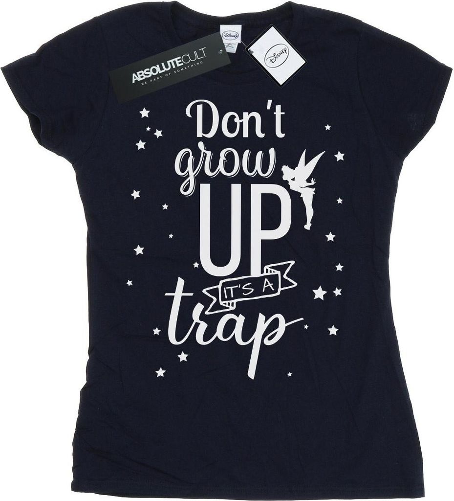 Tinkerbell - "Don ́t Grow Up" T-Shirt für Damen BI1661 (S) (Marineblau)