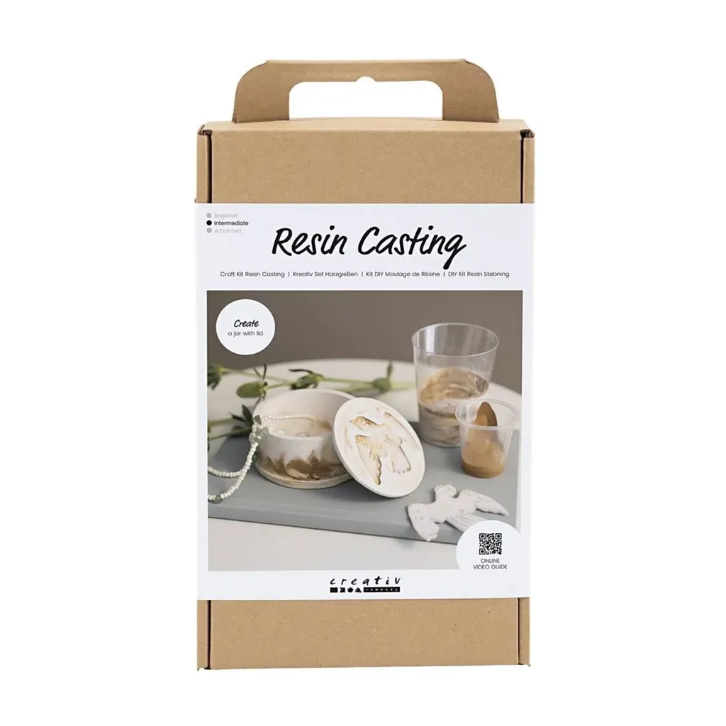 Création boîte à bijoux résine DIY kit complet avec couvercle beige crème
