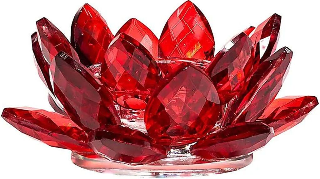 Lotus Kerzenhalter Kristall rot -- 4.5x11 cm Produktbild 