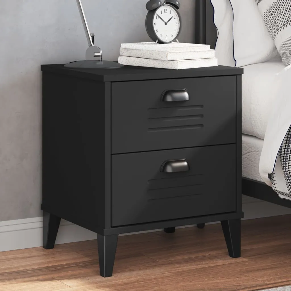 Table de chevet VIKEN Noire mate - Structure bois robuste et durable