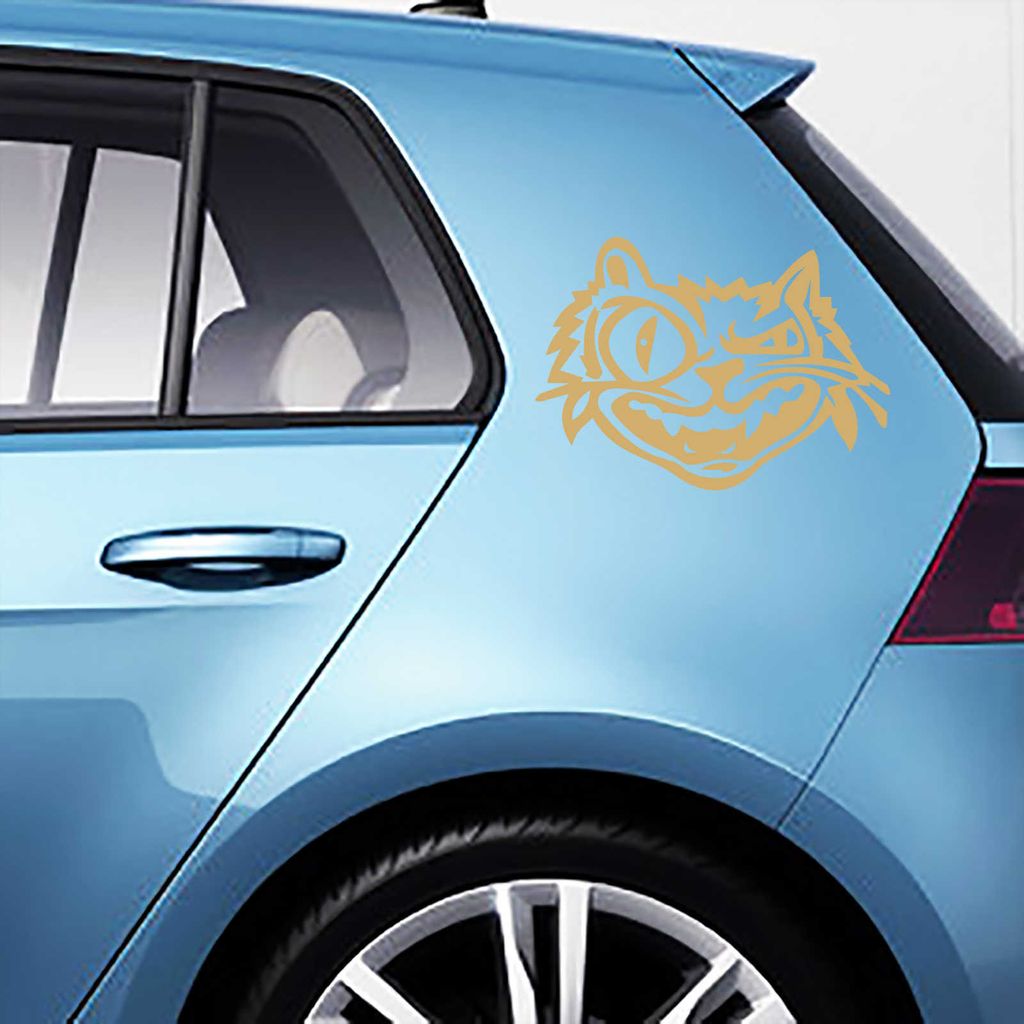 Aufkleber - 2 Stk. Autoaufkleber Crazy Cat, je 15cm x 11cm gold - Tuning Carystyling Heckscheibe Auto