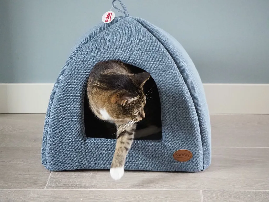 Lit Grotte pour Chat Nobby Cacho - Maisonnette Moelleuse 40cm Grise