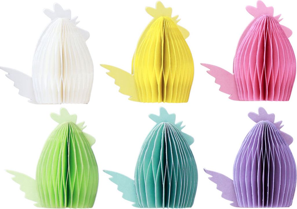 Bunte Wabenpapier Hühner Dekofiguren 7,5x4,5x8cm, Osterdeko Set 6St, Frühlingshafte Tischdeko