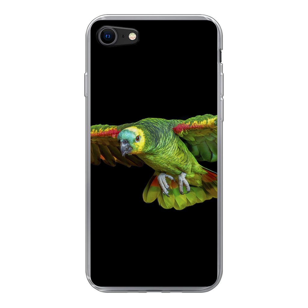 MuchoWow Handyhülle Schutzhülle Hülle für iPhone SE 2020 Papagei - Vogel - Federn Silikon Softcase Handy Hülle - Kartenbesitzer