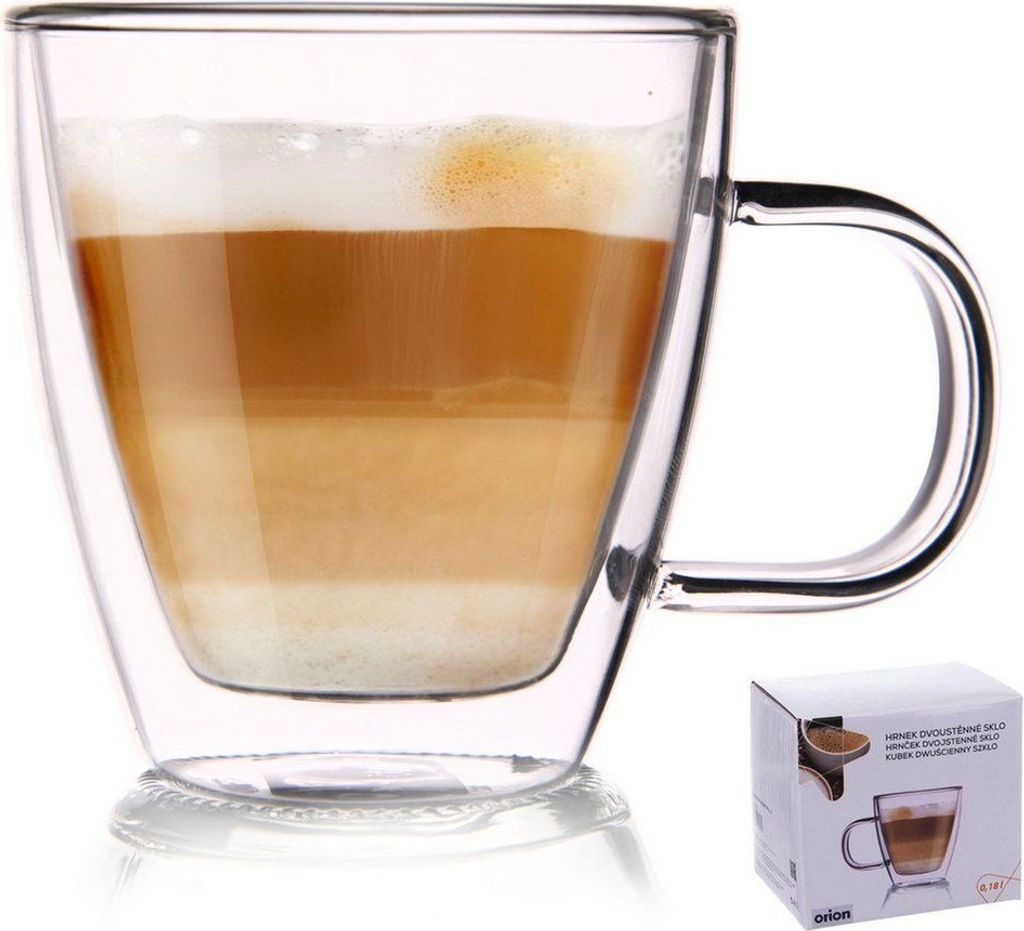 Doppelwandiger Thermobecher aus Glas für Kaffee, Tee, Kräuter 0,18 l
