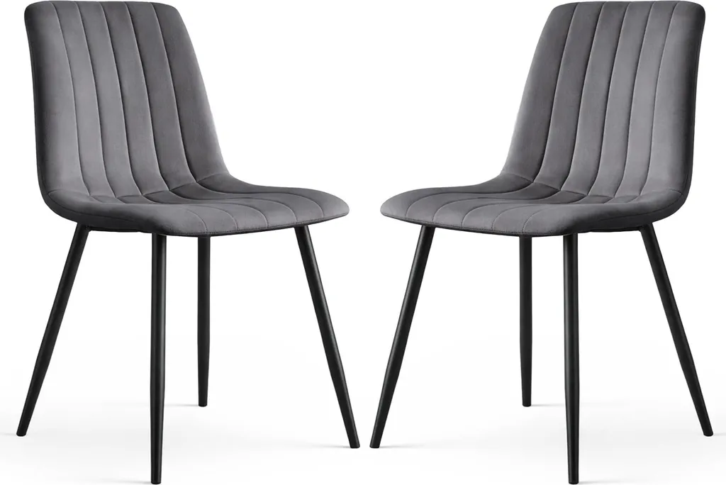 2 Sedie Sala da Pranzo LIVO Velluto | Grafite Antracite | Stile Loft