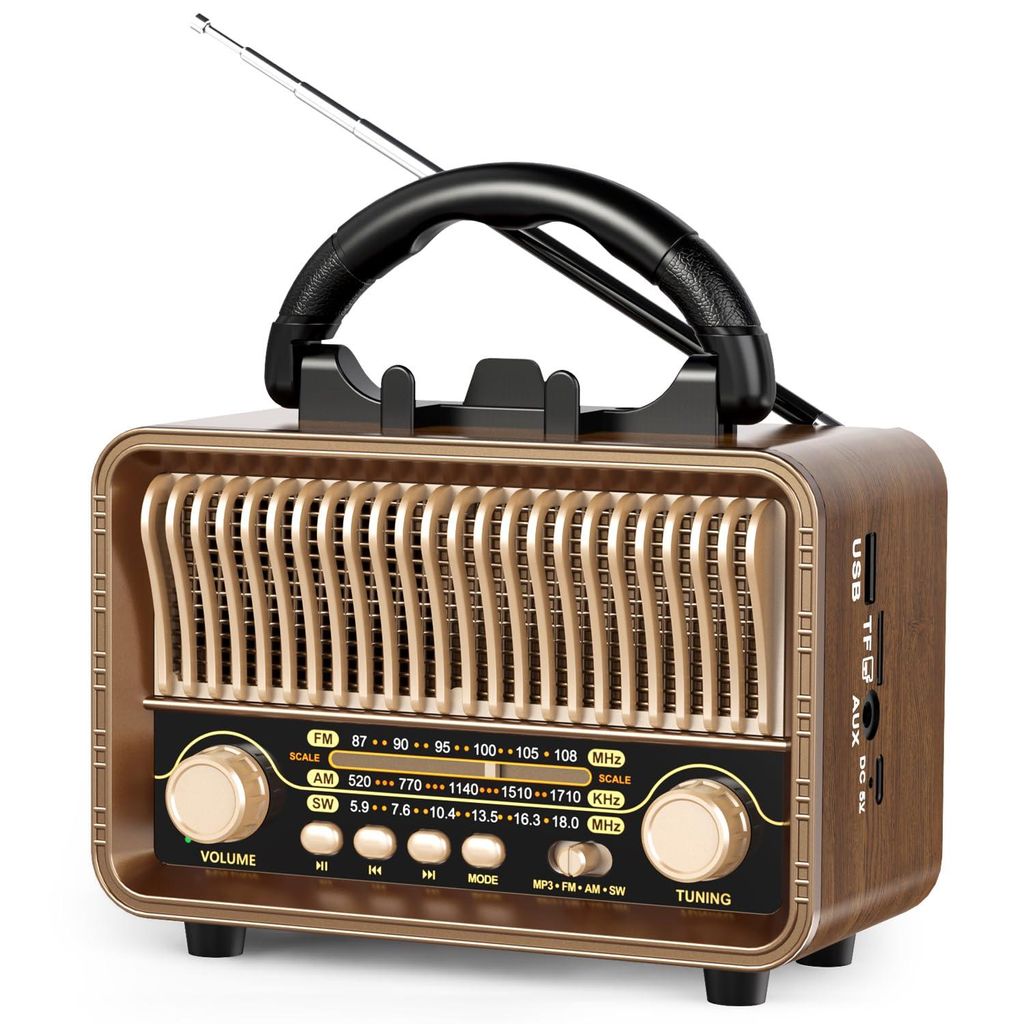 Radio, Vintage AM/FM-Super-Weitband-Radio mit Bluetooth 5.4 Radio, Tragbares 5-in-1 Bluetooth-Lautsprecher-Radio